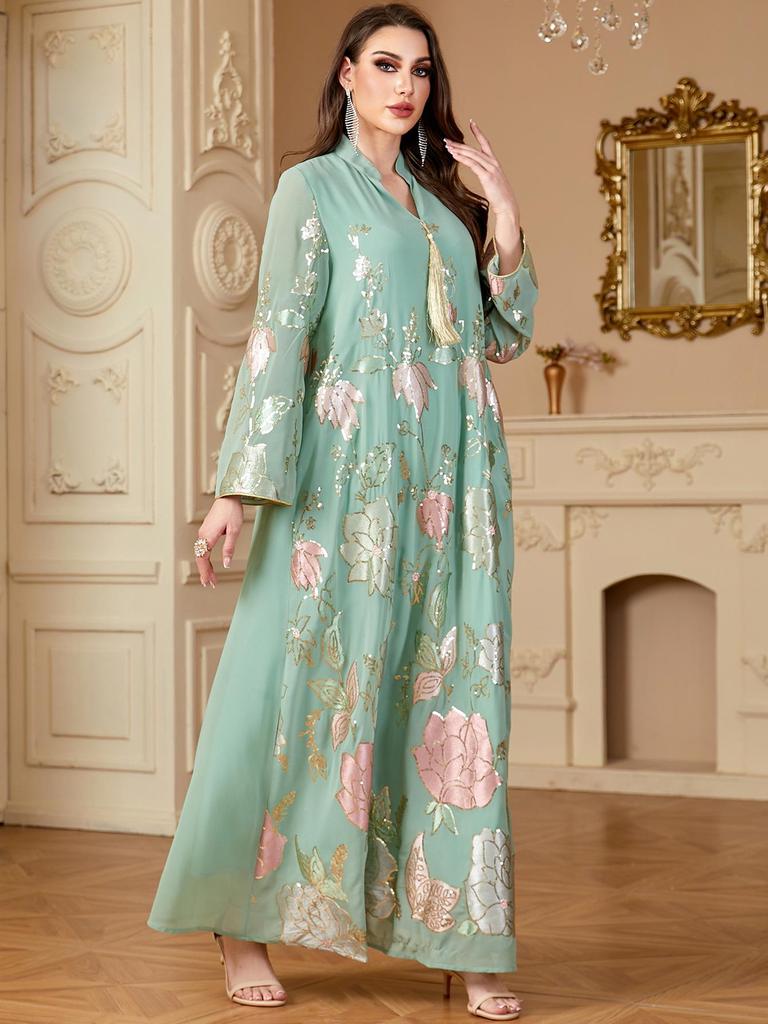 Middle East Sequin Embroidered Women's Tassel Robe - Dubai Fashion