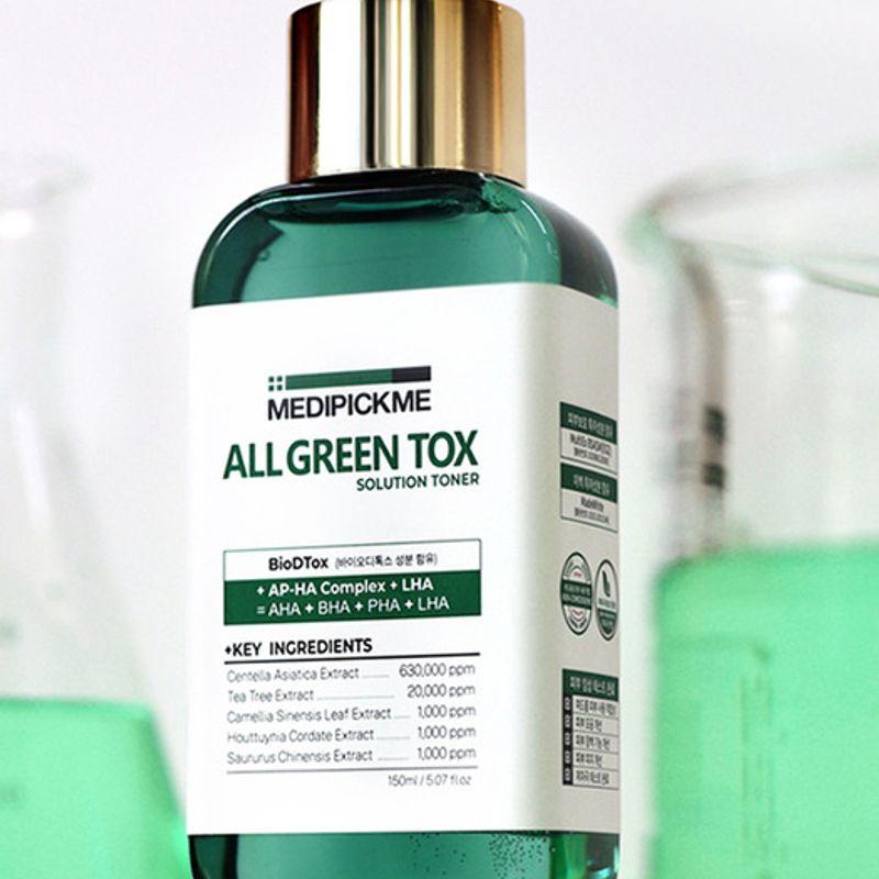 Medipickme Тонер-пилинг All Green Tox Solution 150мл