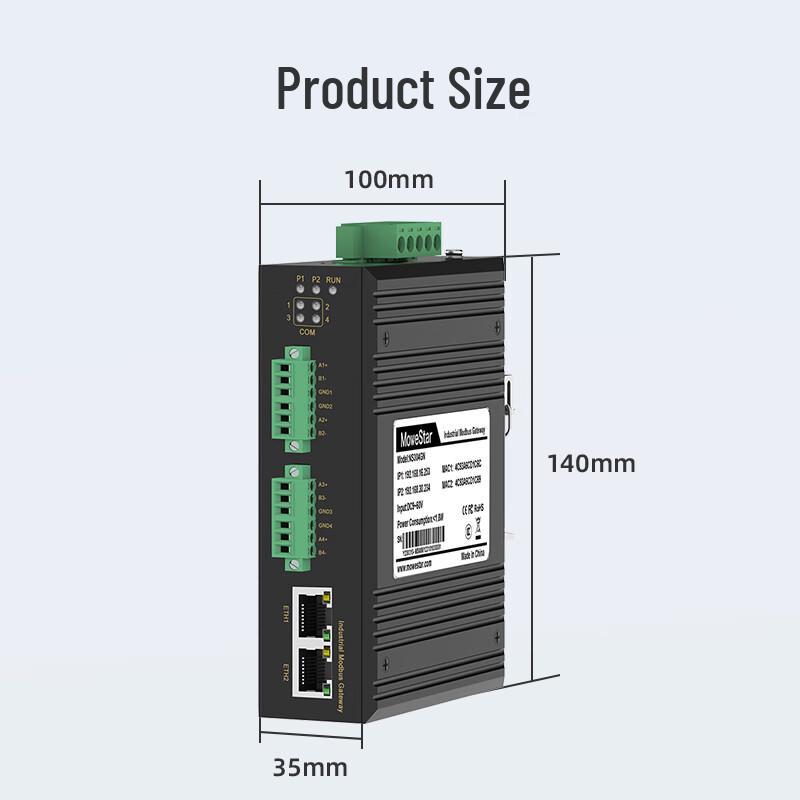 MoweStar Industrial Isolated Serial to Ethernet Server