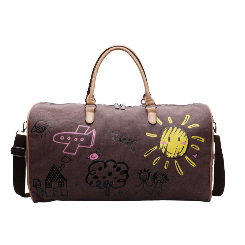 Canvas Luggage Bag for Women Large Capacity Fashion Student Dormitory Storage Bag Female Travel Boarding Handbag Carry On Bag