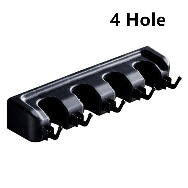 Держатель для швабры настенный многофункциональный черный на 3/4/5 позиций, полка для хранения швабры и веника, для дома, кухни, волшебный пластиковый держатель для швабры