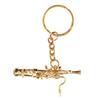 Mini Bassoon Shape Key Chain Adorable Brass Key Ring Pendant Gift Musical Instrument Keychain Gold