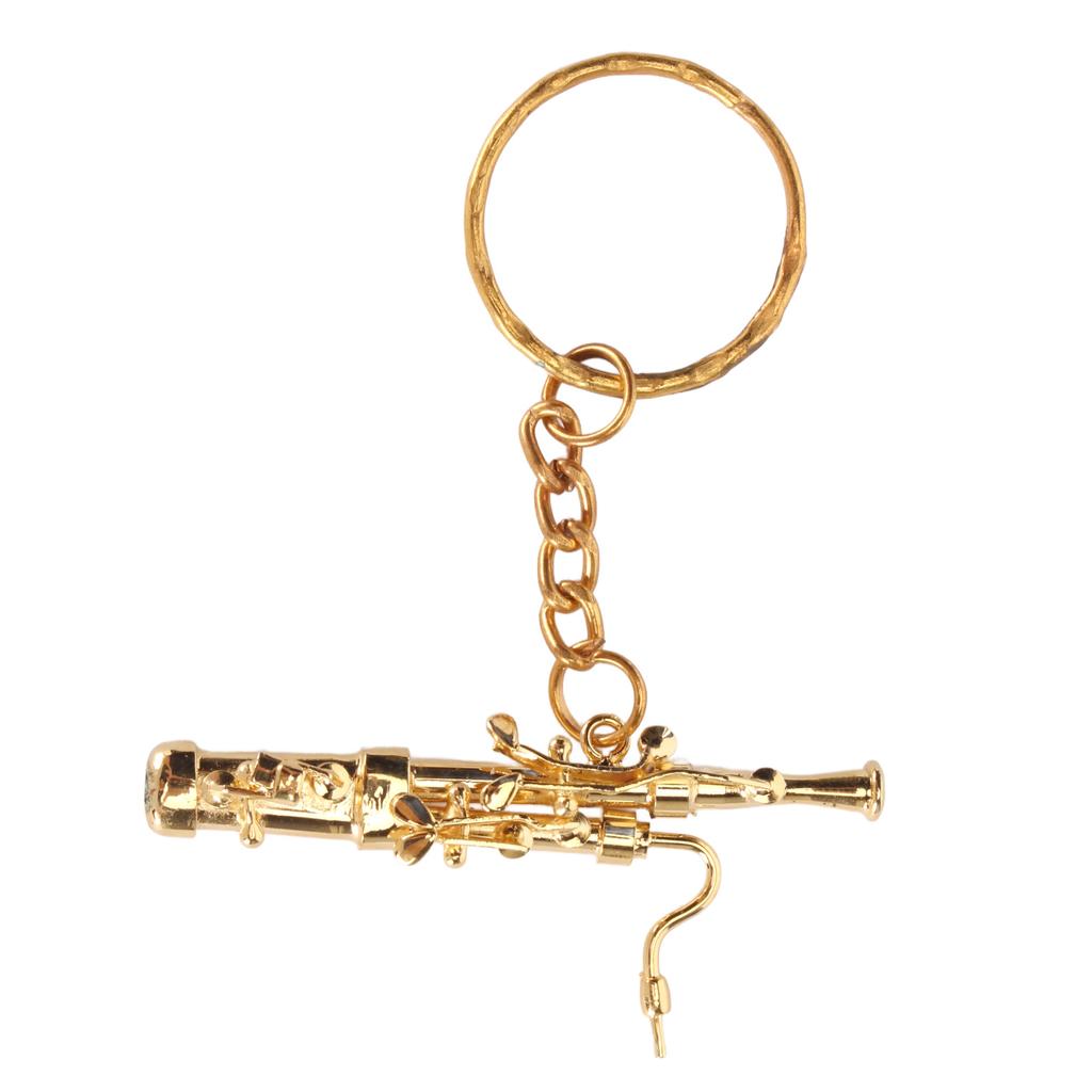 Mini Bassoon Shape Key Chain Adorable Brass Key Ring Pendant Gift Musical Instrument Keychain Gold
