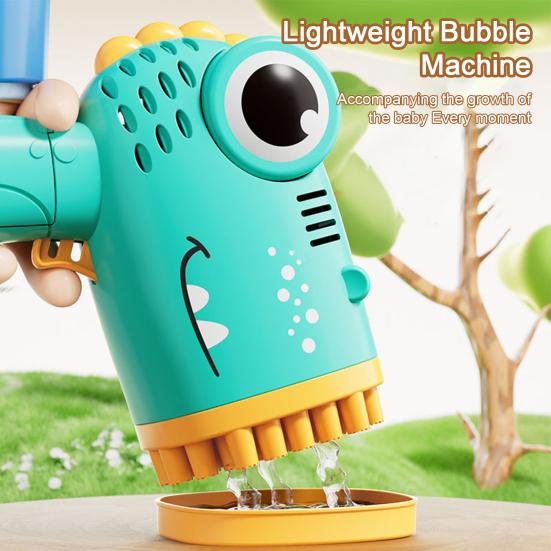 Kids Bubble Machine Easy To Use Bubble Blower Toy Cartoon Dinosaur Design Bubble Obstacle Course Toy Portable Bubble Blower