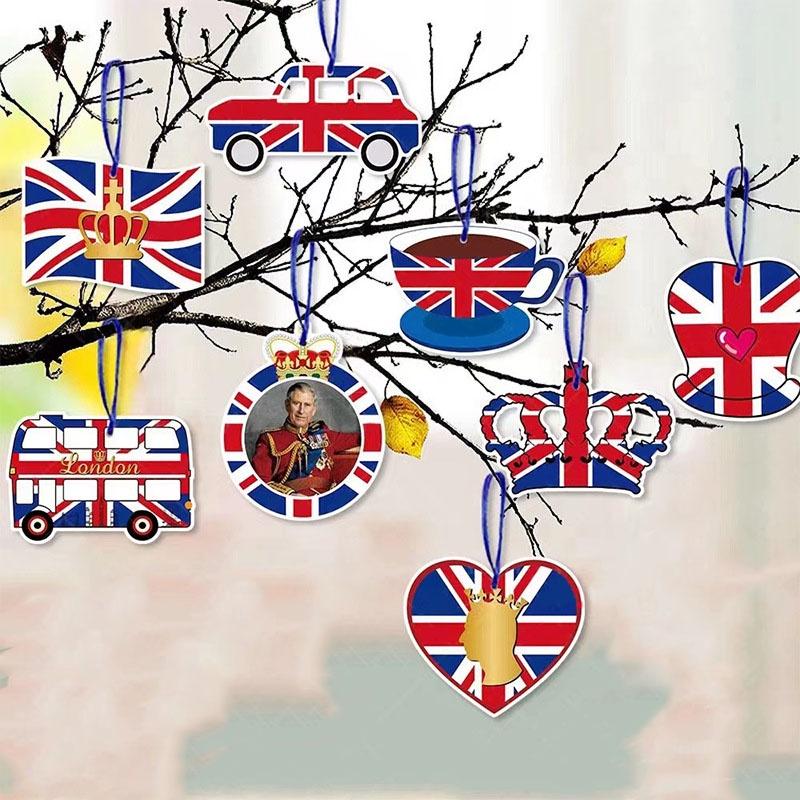 British Monarch Themed Party Supplies Colorful Paper Cutouts With Ribbon