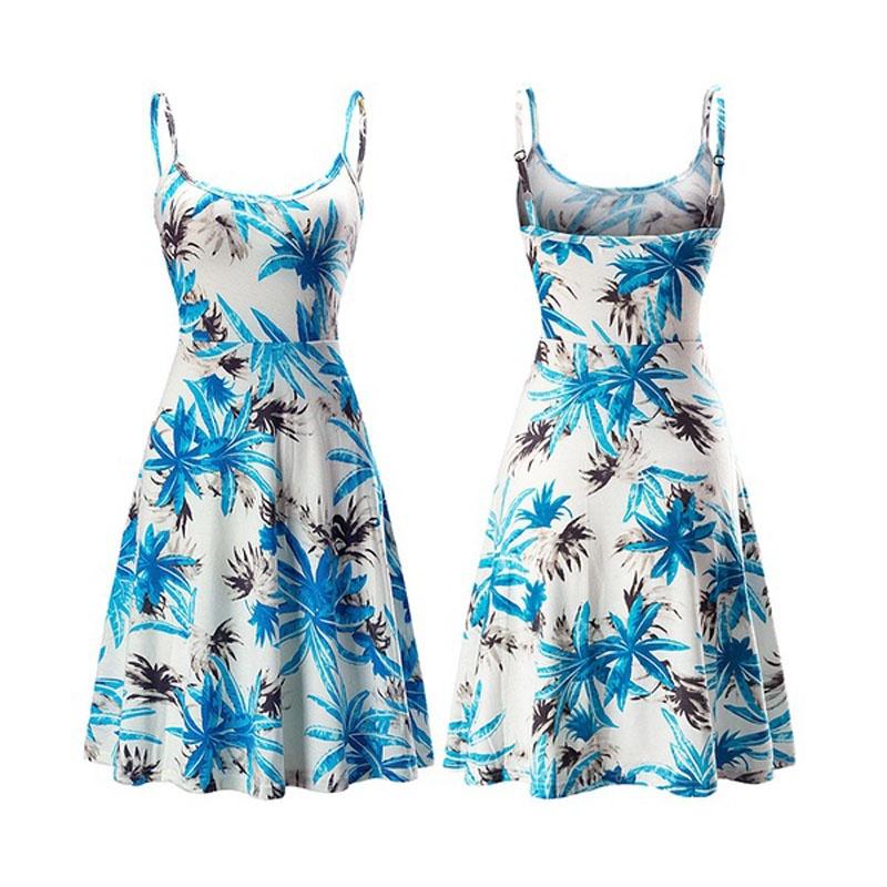 Fuerfits Women's Casual Beach Summer Sleeveless Adjustable Strappy Floral Dress With Premium Quality Comfort