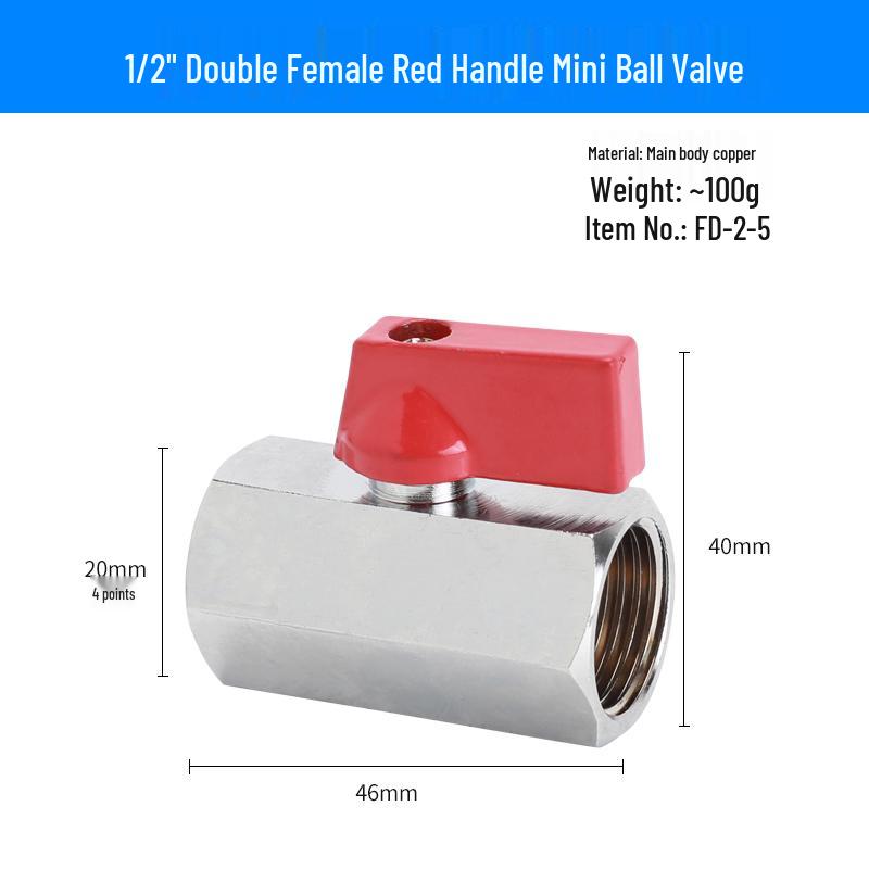 Super Short Mini Brass Ball Valve, 1/8" - 1/2" Thickened Male & Female Valve Switch