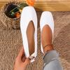 Women's Breathable Knitted Flat Shoes Casual Square Toe Shoes Light and Comfortable Shoes