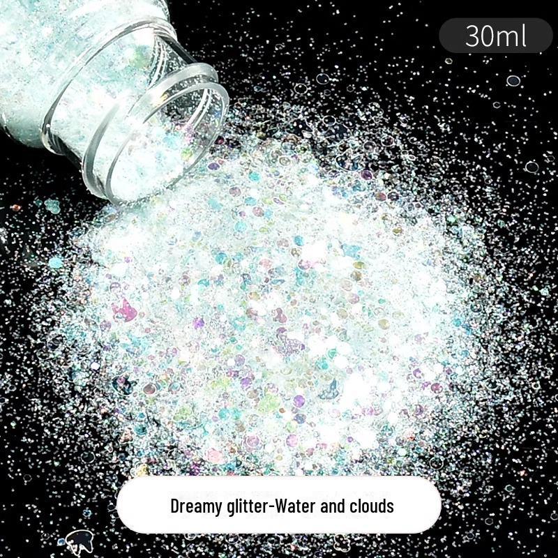 Dreamy Summer Glitter Mix: Hexagonal Sequins, Laser, and Fine Glitter In DIY Hemp Material.