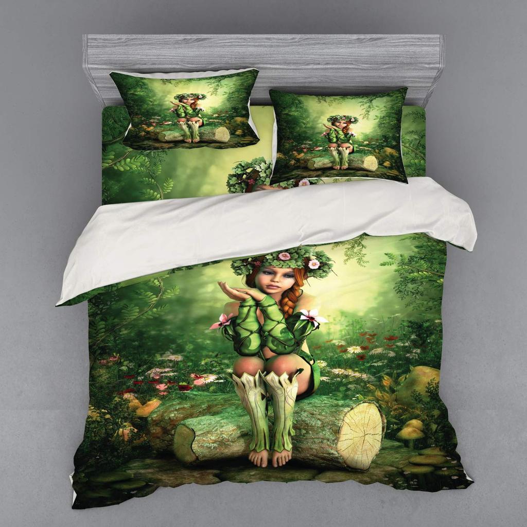 Fairy Duvet Cover Set For Girls Queen Twin Size Lightweight Down Quilt Covers Bedroom Decor 2 Pillowcases 1 Duvet Cover No Quilt