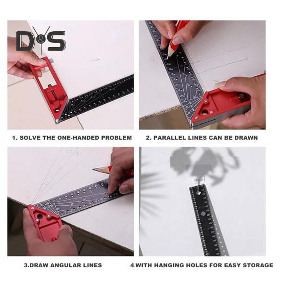 Угловая линейка для деревообработки Высокоточная конструкция с защитой от падения Широкое применение Многофункциональная угловая прецизионная угольниковая линейка для деревообработки