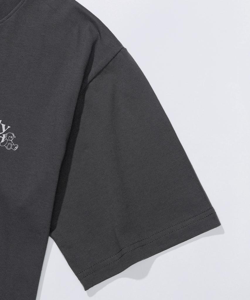 TEDDYISLAND S Lettering Logo Teddy Short Sleeve Charcoal