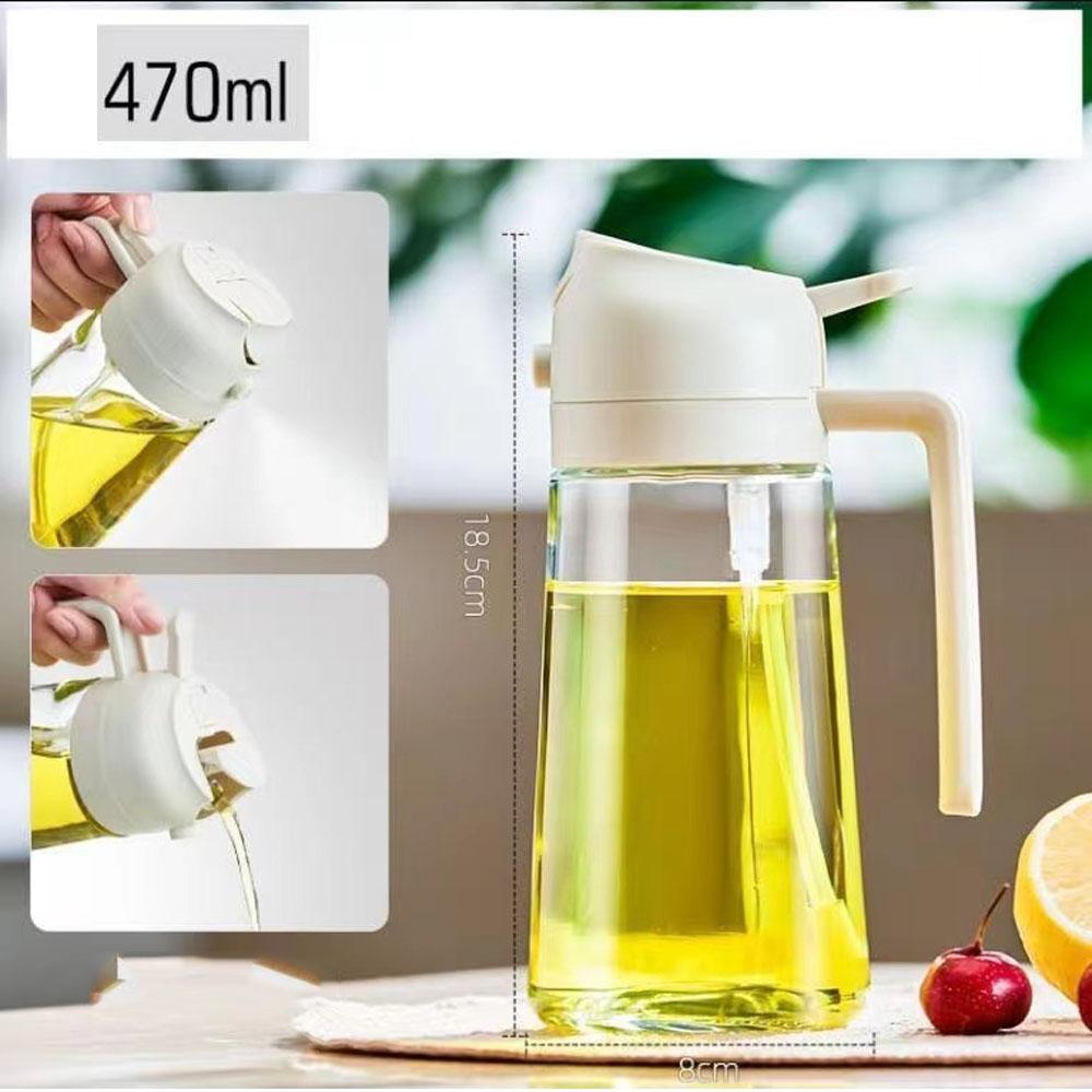 Oil Sprayer for Cooking 2 in 1 Spray  Pour Olive Oil Dispenser 470ml Glass Spray Oil Bottle Kitchen Gadgets