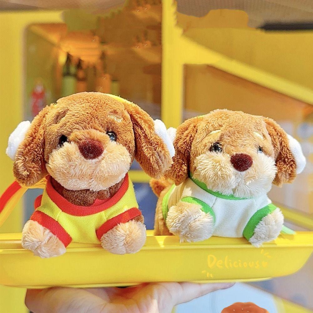 Fluffy Dachshund Plush Dog Keychain Soft Jewelry Puppy Car Key Ring Collection Girl Heart Animal Puppy Dolls Keyring