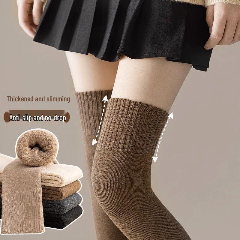 Womens Socks Fleecelined Overtheknee Thick Warm Slimming Thigh Highs For Autumn And Winter