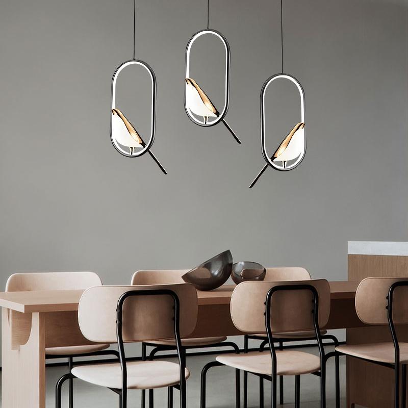 Nordic Magpie Bird LED Cord Подвесные светильники для спальни, черные, серебристые, подвесные светильники, люстра, лампа для дома, AC85-265V