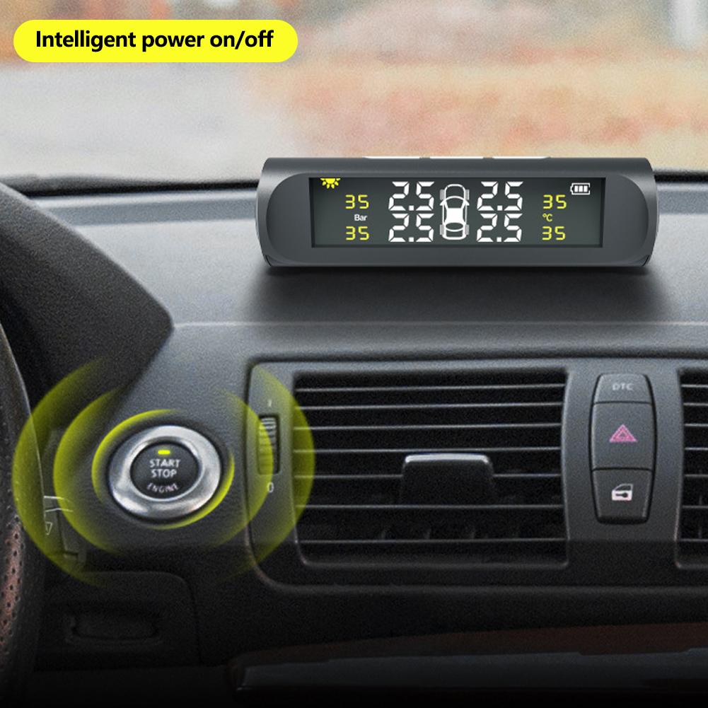 Car Solar Powered TPMS Tyre Pressure Monitoring System with 4 Sensors Digital LCD Display Auto Security Alarm Tester Automotive Test