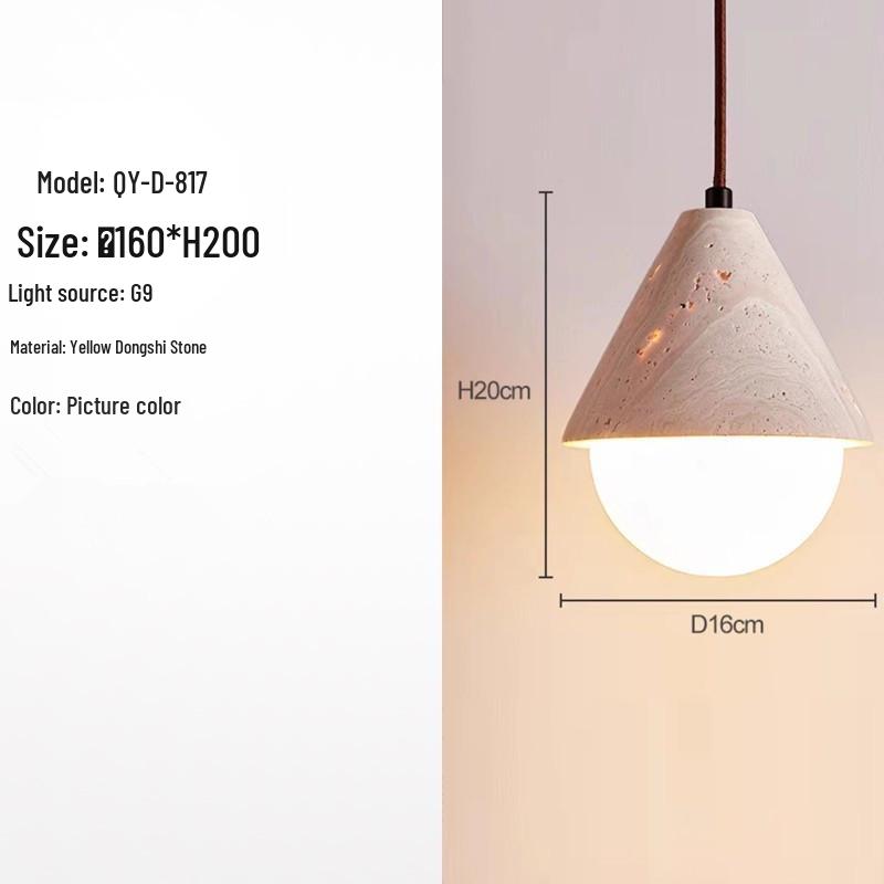 Японский подвесной светильник в стиле Ваби-Саби из желтого травертина, ретро-стиль середины века для спальни, гостевого дома или ресторана.