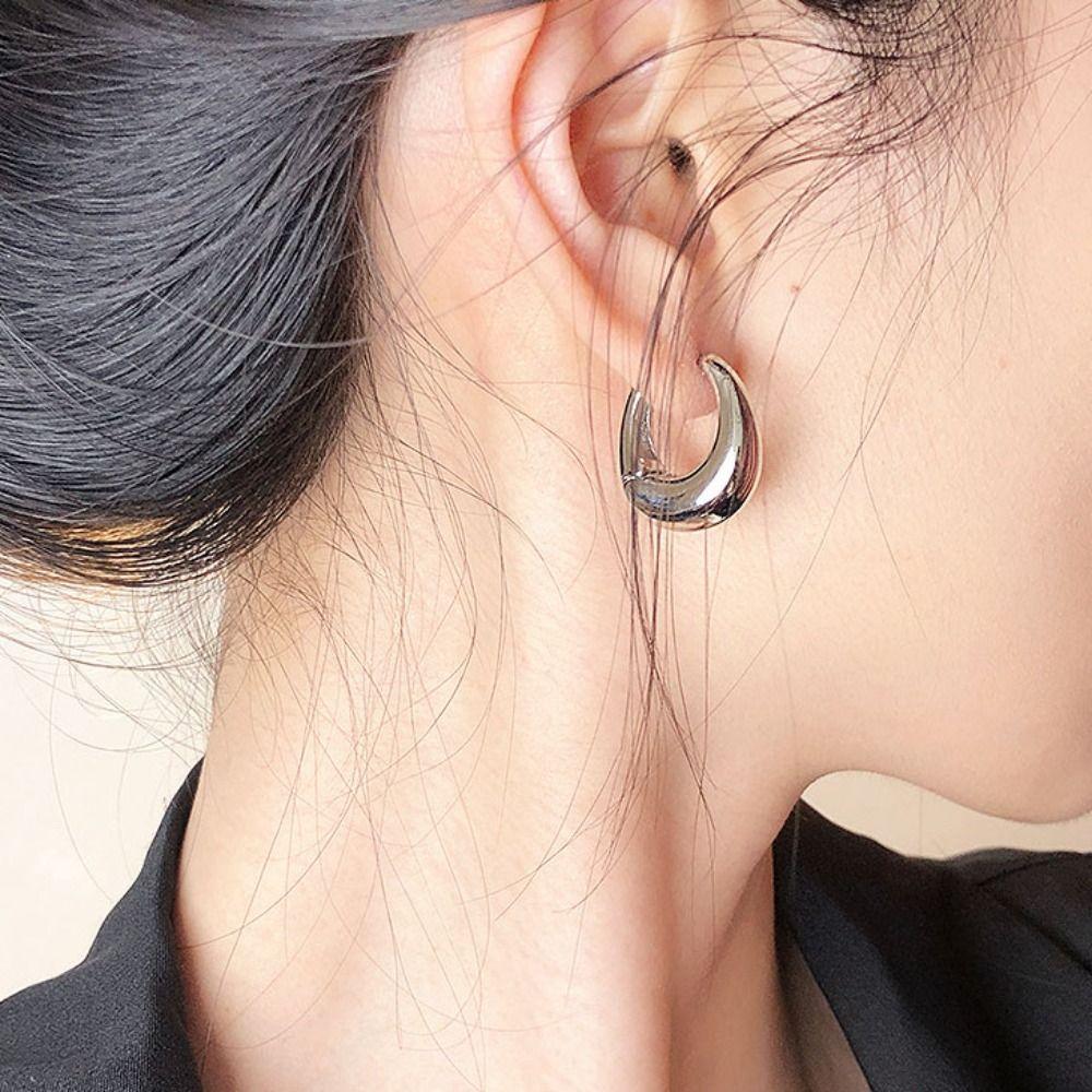 Гладкие металлические массивные серьги-кольца с позолоченным кольцом и пряжкой для ушей, круглые серьги для женщин