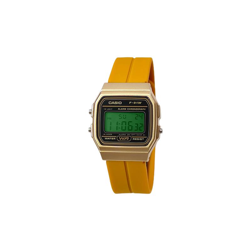 Casio Индивидуальная серия модифицированных часов, зеркала разных цветов, корпус из зеленой смолы, классические ретро маленькие квадратные часы F-91WM-3A m F-91WM-3A