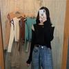 Knitwear Women's Fall New Model with A Bottom Sweater Sweater Off-shoulder Long Sleeve Short Student Clothes Female
