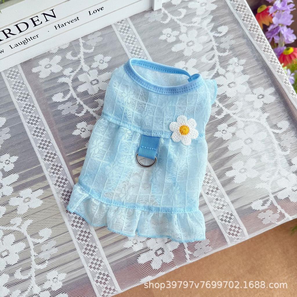 Summer Mesh Breathable Skirt Dog Cat Clothes Vest Sun Protection Hair Loss Princess Wind Than Bear