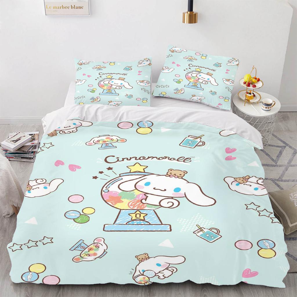 Cinnamoroll MINISO Sanrio Спальня Детский Комплект Постельного Белья Пододеяльник Комфорт Queen С Наволочкой Рождественские Подарки Дом