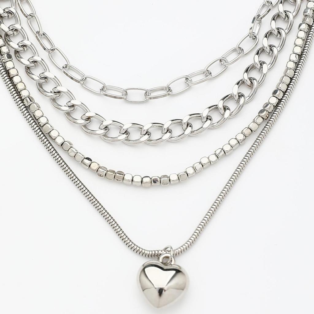 Набор ожерелий-чокеров с замком-сердцем в стиле хип-хоп для женщин – Модный нишевый дизайн, коллекция из 4 предметов