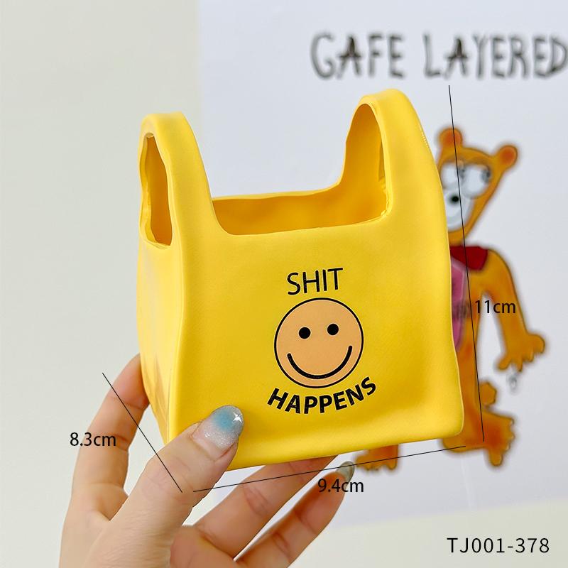 Creative Cute Tote Bag Smiling Face Pen Holder Home Office Desktop Decoration Ornament Stationery Multifunctional Storage Bucket