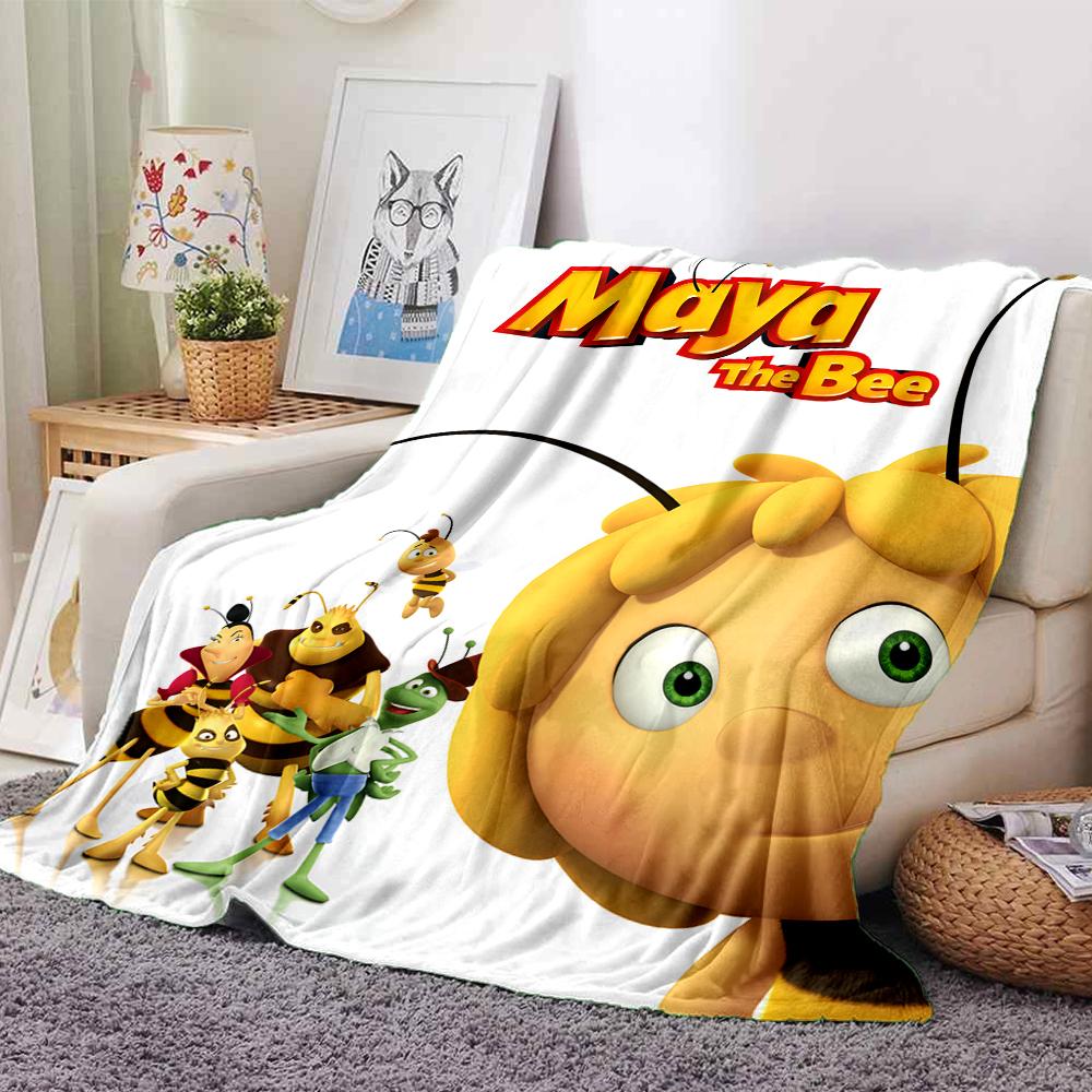 maya the bee Theme Printed Blanket - Perfect for Couch, Bed, Travel & Outdoor Use | Machine Washable, Cozy & Durable.