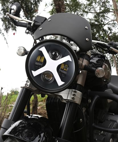 HENGTUAOTO 7" Светодиодная фара мотоцикла X-стиля с белыми/синими ДХО для Street Glide, Softail Heritage, Road King, Electra Glide