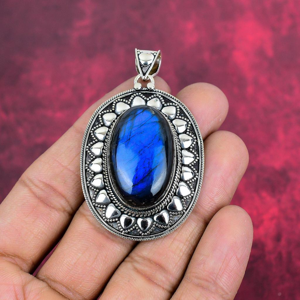 Подвеска из лабрадорита, ручная работа, драгоценный камень, серебряный кулон 925 пробы, антикварная бижутерия, для подарка, серебряные украшения