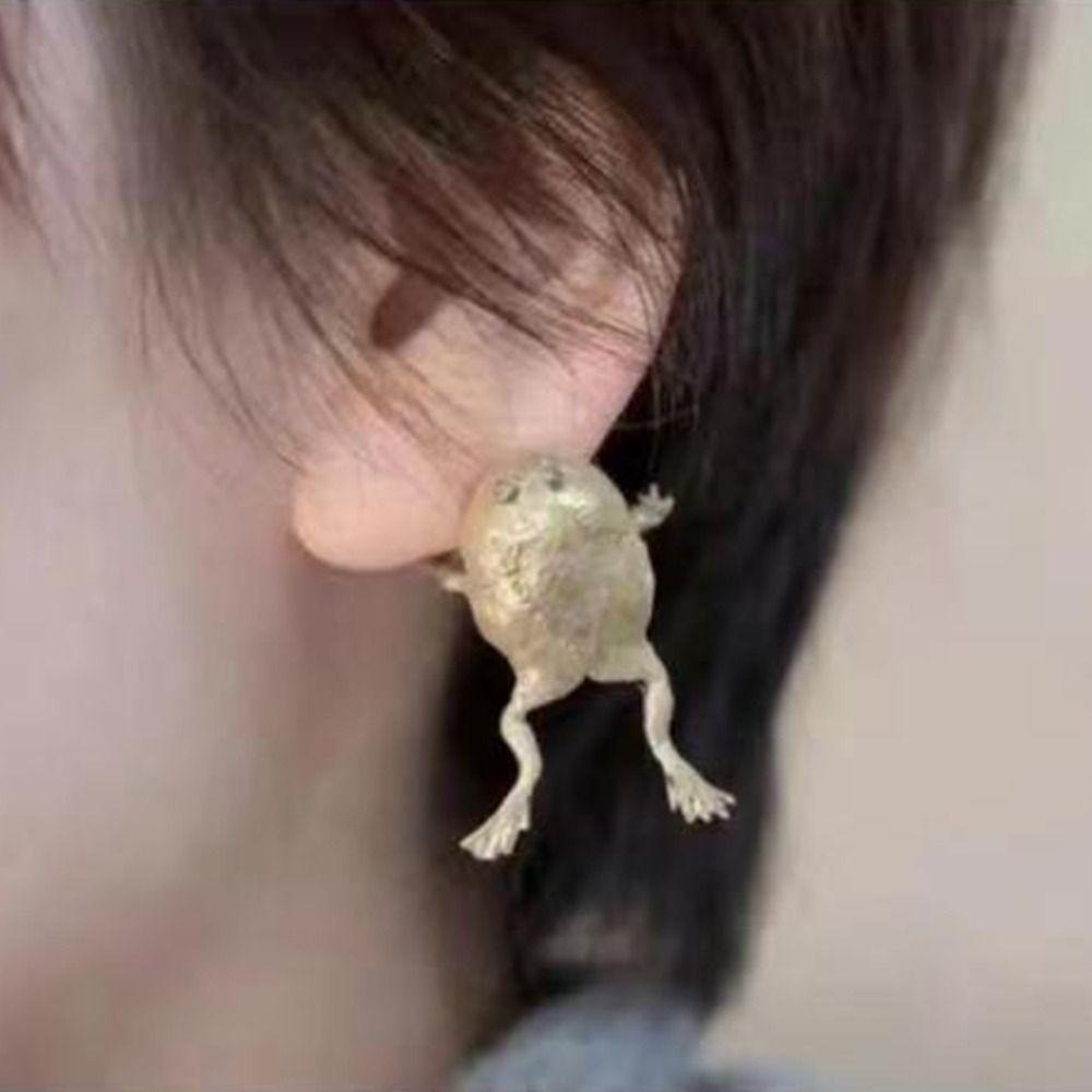 1 пара сережек-клипс на уши животных без прокола, забавные клипсы для козелка уха, модные серьги-лягушки для женщин