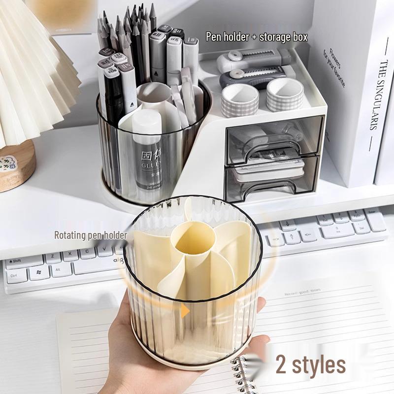 360° Rotating Pen Holder: Luxurious, Multifunctional, Large-Capacity Desktop Storage for Students and Offices