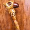 Handcrafted Parrot Head Walking Stick  Unique Wooden Cane with Detailed Carving, Elegant and Functional