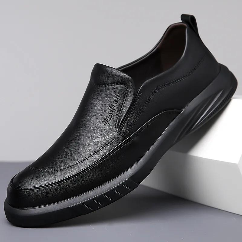 FashionSpring Autumn Fashion Leather Lightweight Slip-on Platform Men's Loafers Designer Soft Sole Casual Business Men's Dress Shoes