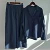 Spring Summer Women's Two Piece Casual Long Sleeve Shirt Women's Suit Fashion Button Casual Female Wide Leg Pants 2 Piece Sets