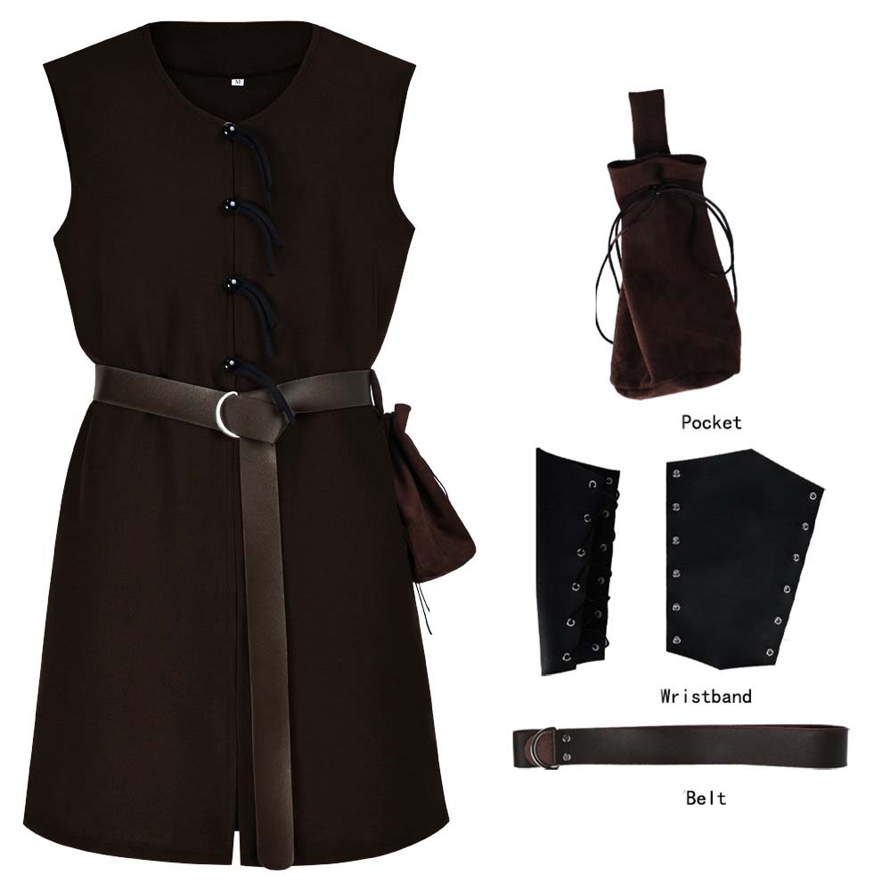 Halloween Adult Party Outfit Medieval Knight Viking Tunic Shirt Costume MDEC-053