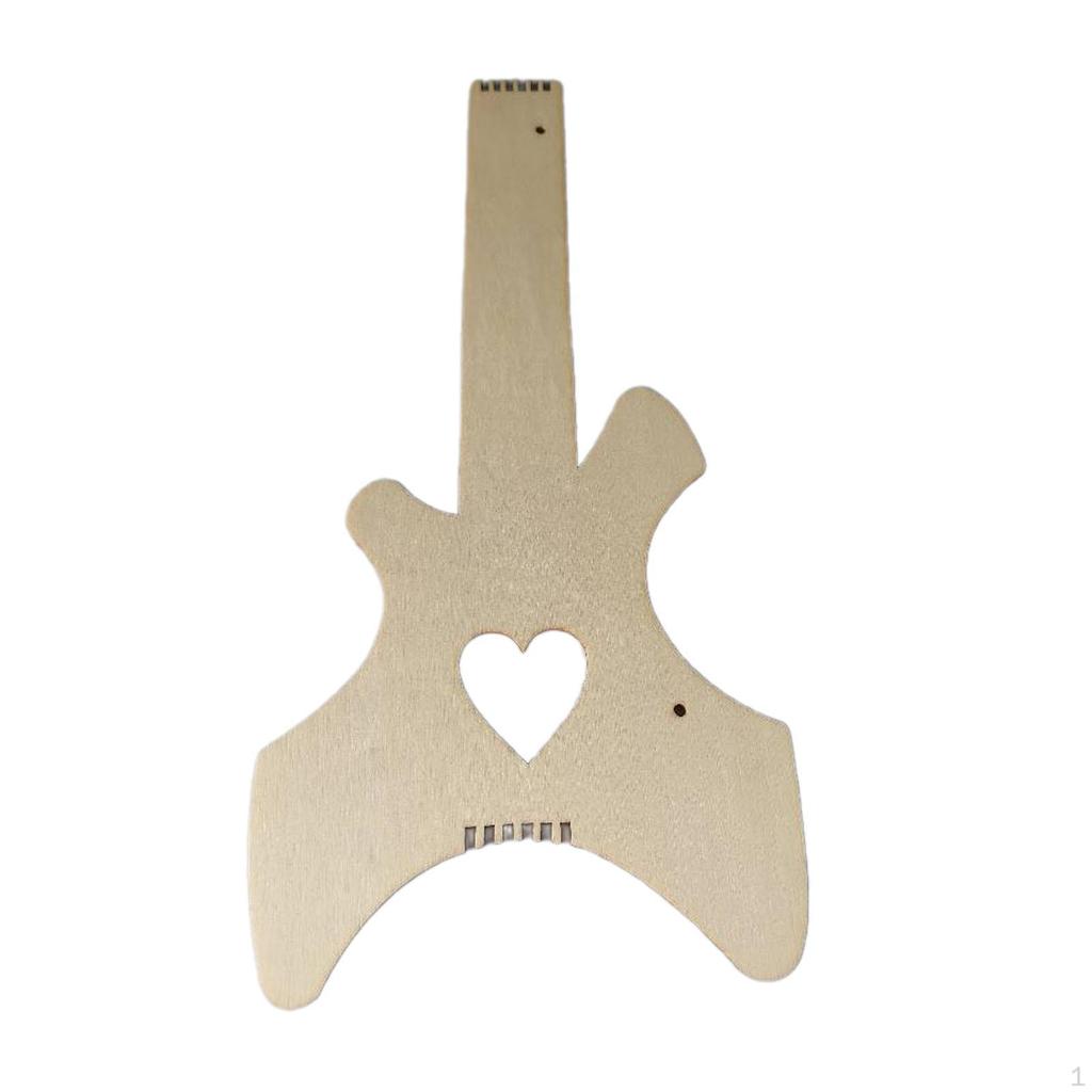 Cutout Wooden Guitar Unfinished Toy DIY Painting for Birthday Party