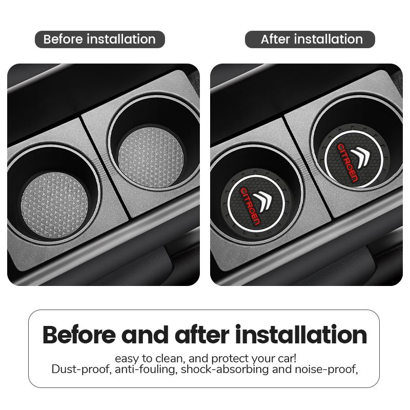 MGHK6 Car Coaster Water Cup Bottle Holder Anti-slip Pad Mat For Citroen C3 C5 AIRCROSS C5X C4 Cactus e-C4 X e-C3 Berlingo C-Elysee C1