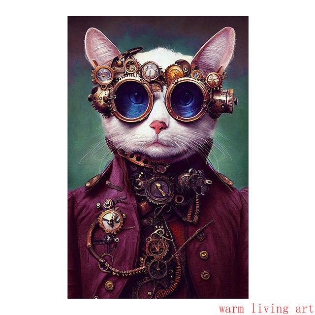 Retro Steampunk Cat Wolf Astronaut Rabbit Poster Art Canvas Painting Funny Animal Tiger Gorilla Poster Living Room Home Decor