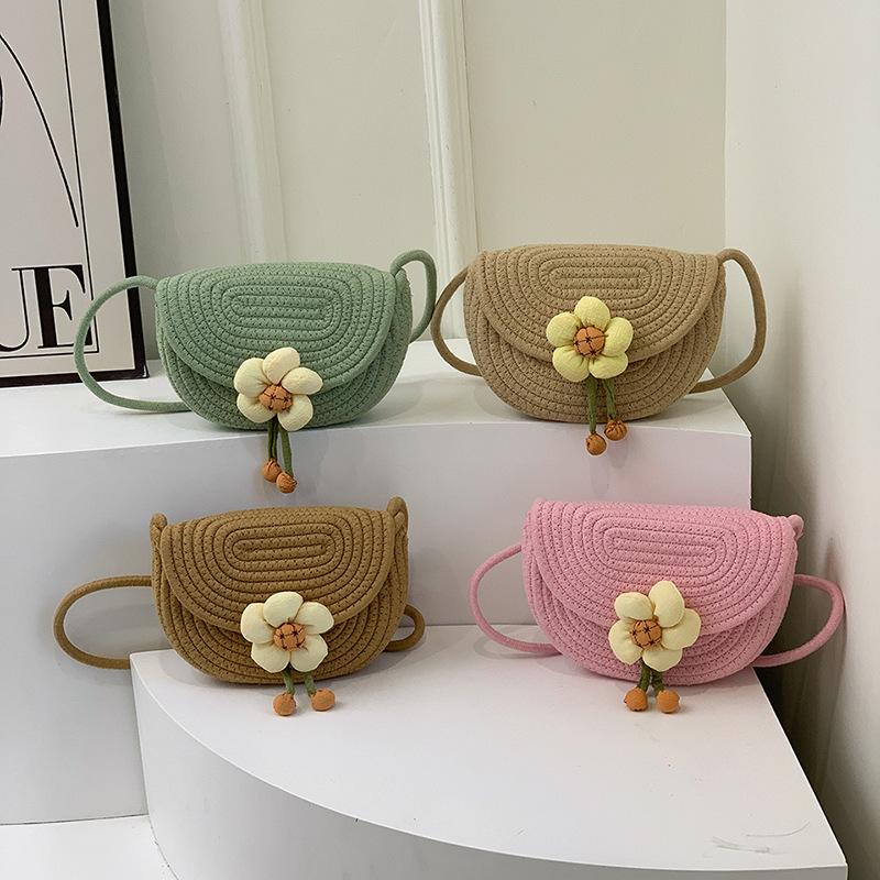 Новая цветная хлопковая плетеная сумка с цветами на одно плечо, сумка через плечо, пляжная модная женская сумка для отдыха