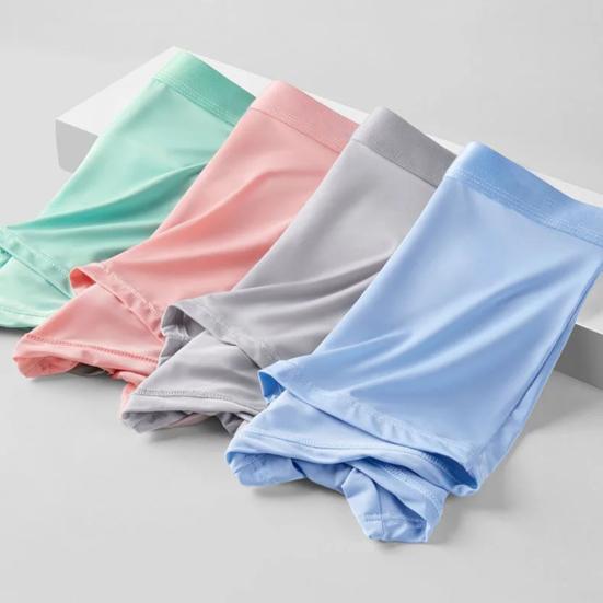 Мужские трусы-боксеры, эластичные, средней посадки, облегающие, U-образные, выпуклые шорты, однотонные, летние, тонкие, шелковые трусы