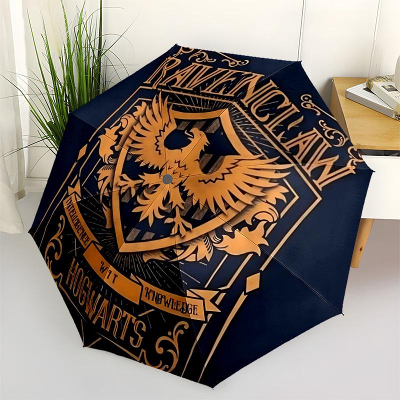 1PC Ravenclaw Crest Automatic Open/Close Umbrella, 8-Rib Sturdy Frame, Lightweight Portable Umbrella, Commute, Business - Ideal Gift for Friend, Vibra