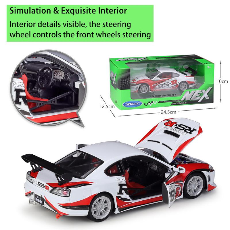 Welly Nissan Silvia в масштабе 1/24.(С15) RS-R модель автомобиля из сплава, литье под давлением, металлические игрушечные автомобили, модель автомобиля, коллекция высокой имитации, детские подарки