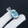 Beautiful Blue Topaz Gemstone Silver Pendant In 925 Sterling Silver - Handmade Oval Design, Everyday Wear Jewelry Party Wear Gift
