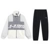 Li Ning Sports Lifestyle Series Letter Print Loose Stand Collar Jacket Woven Cuffed Quick Dry Knitted Long Pants Casual Sports Set AJDT405-3+AYKT415-1