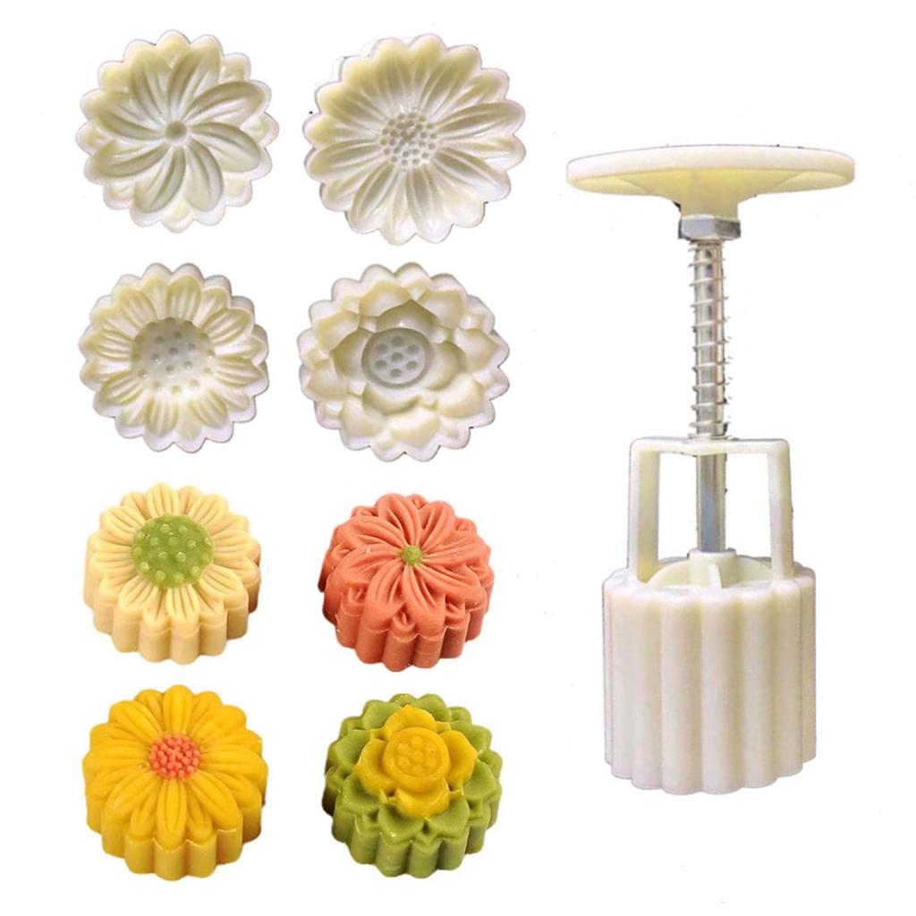 Формы для лунных пряников с цветочным узором, приспособление для изготовления лунных пряников на праздник середины осени, штампы для печенья, ручной пресс, инструмент для выпечки лунных пряников