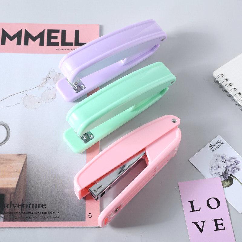 Large Macaron Color Desktop Stapler, Universal 12-Needle, Labor-Saving Design