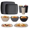 16pcs/Set Reusable Plastic Dinnerware Set Square Dinner Plate Set Tableware Suit  Party